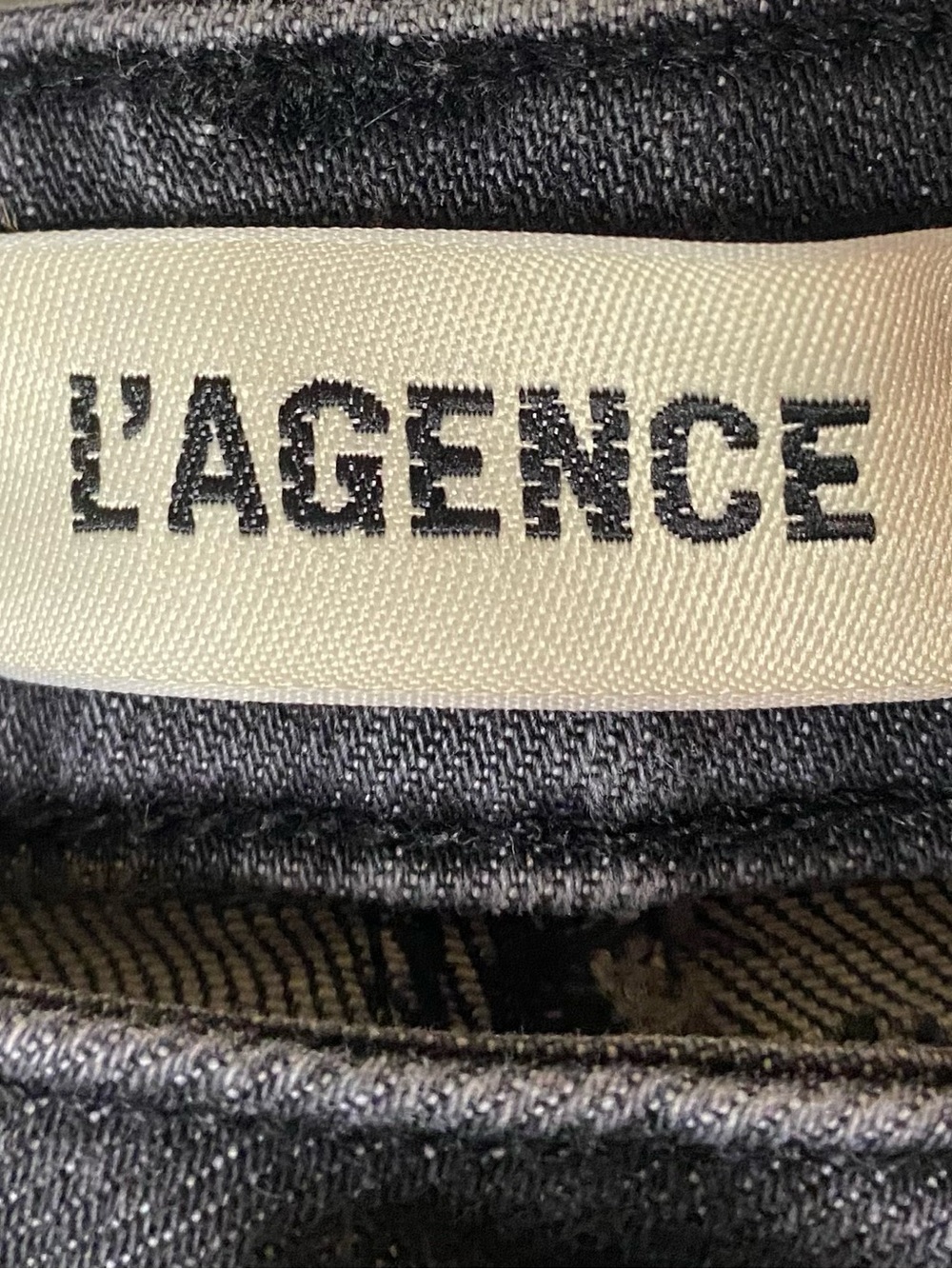 L’AGENCE Ruth High Rise Straight Jeans 27 Black Obsidian Raw Hem Flare USA